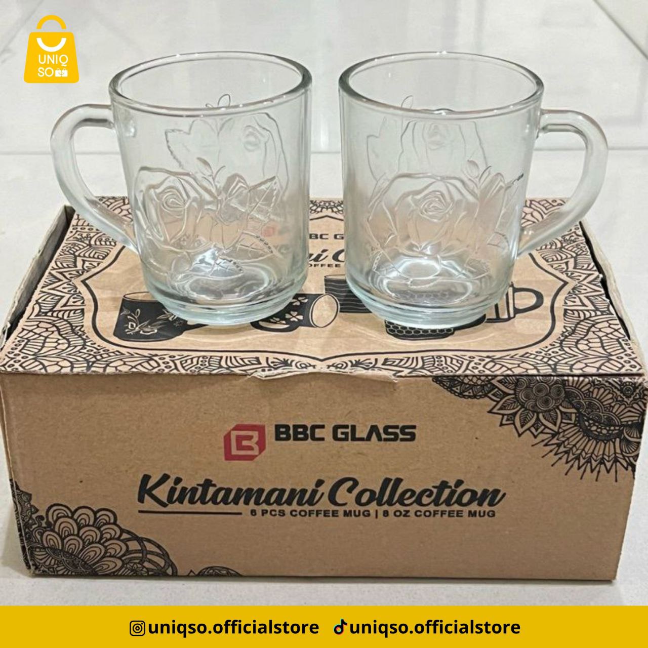 GELAS KACA MALIKA MOTIF BUNGA