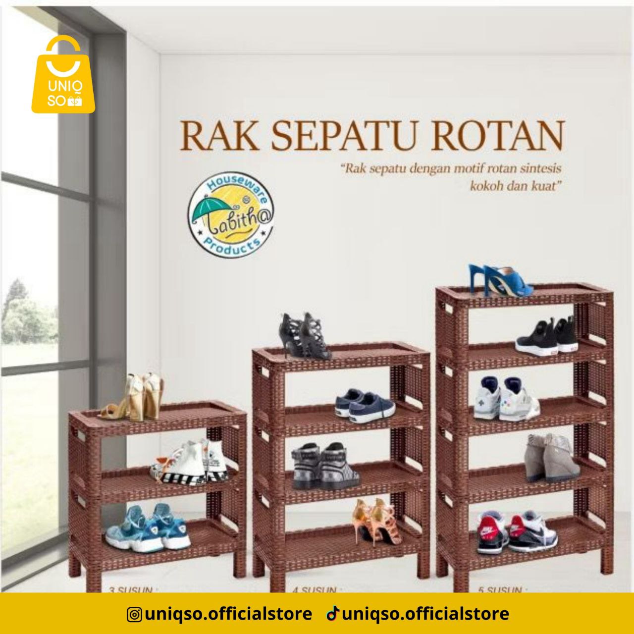 RAK SEPATU ROTAN 3 SUSUN TABITHA